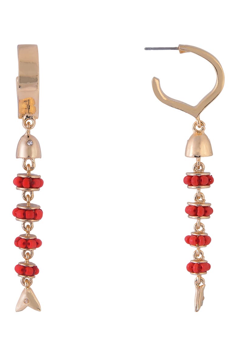 Beaded Fish Drop Earrings, Main, color, ORANGE