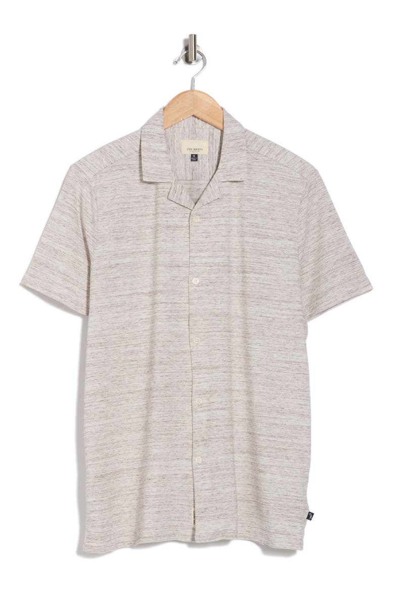 Relaxed Fit Pointelle Stitch Camp Shirt, Alternate, color, HEATHER MINK