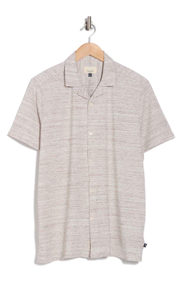 Civil Society Relaxed Fit Pointelle Stitch Camp Shirt, Alternate, color, Heather Mink
