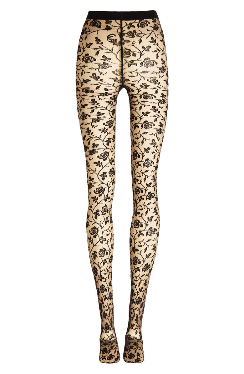 Wolford Rose Tights, Alternate, color, Fairly Light/ Black