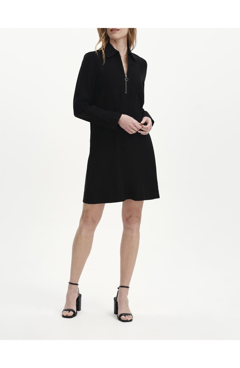 Finery London Enriko Zip Front Short Dress, Alternate, color, Black