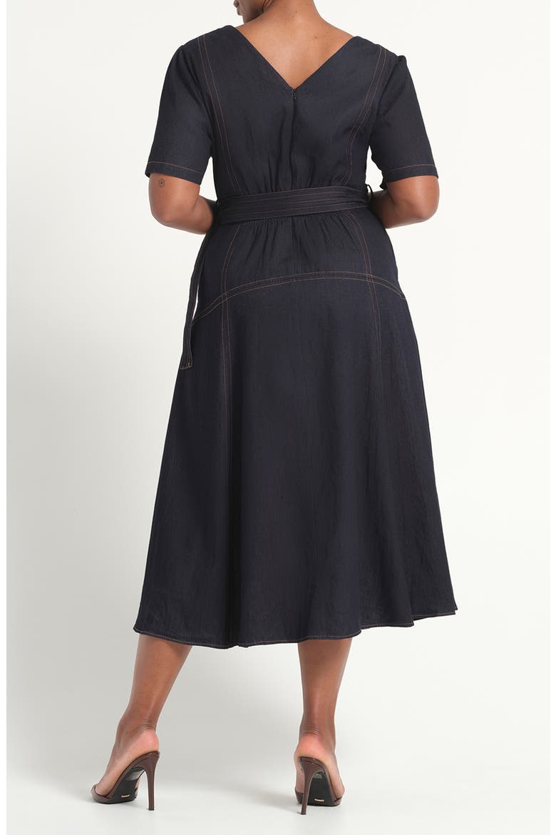 Lyra Belted Cotton Dress, Alternate, color, INDIGO NOIR