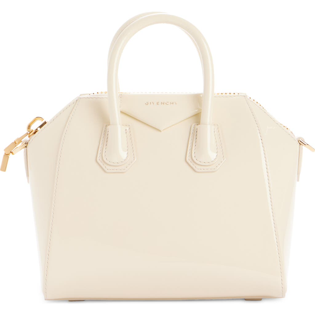 Givenchy Mini Antigona Patent Leather Satchel In 156-cream