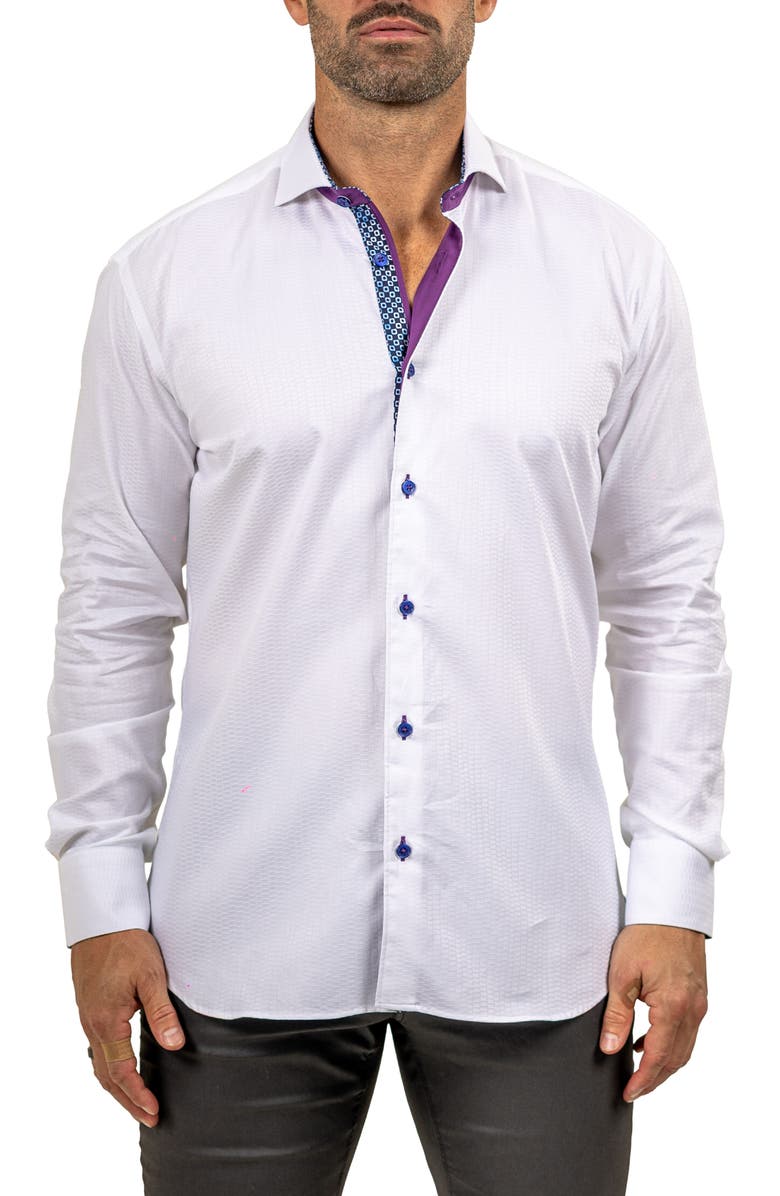 Maceoo Eins Marthy Contemporary Fit Cotton Button-Up Shirt, Main, color, White