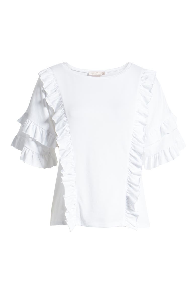 Ruffle Tee, Alternate, color, WHITE