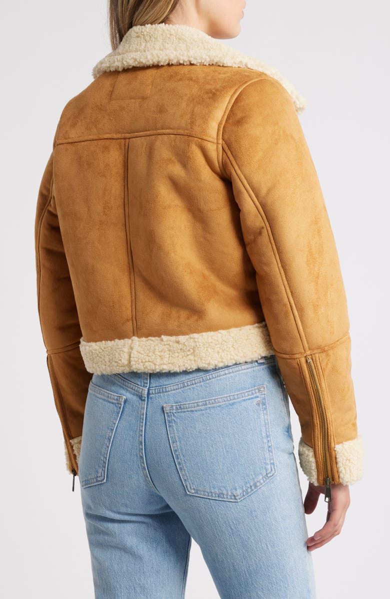 Marine Layer Faux Suede & High Pile Fleece Moto Jacket, Alternate, color, 