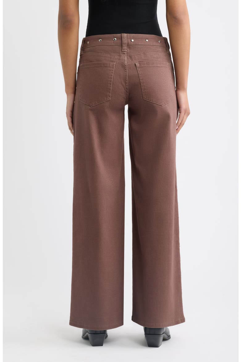 Studded Low Rise Wide Leg Jeans, Alternate, color, BROWN