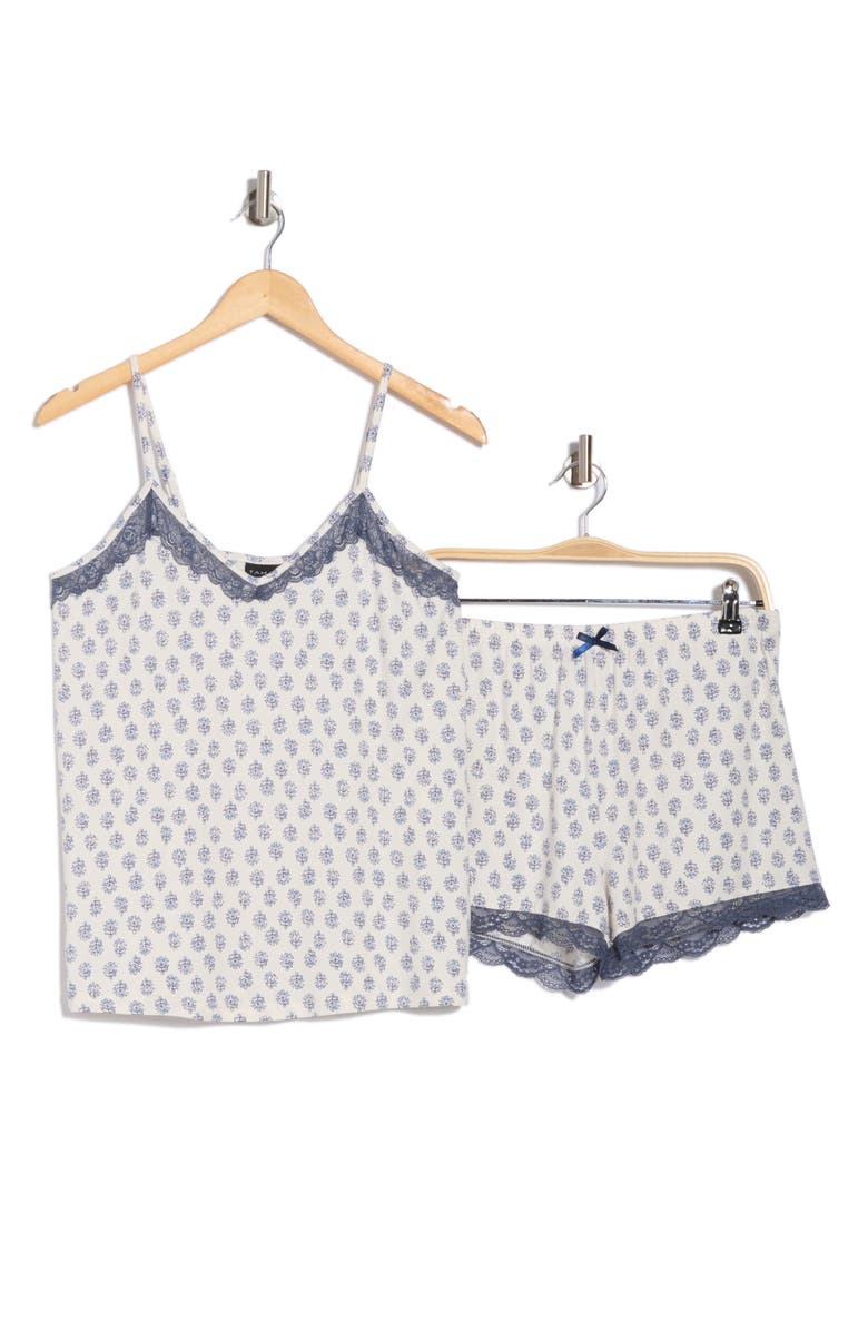 Tahari Lace Trim Short Pajamas, Alternate, color,