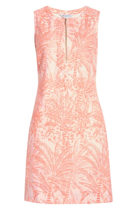 Palm A Dora Split Neck Linen Blend Dress