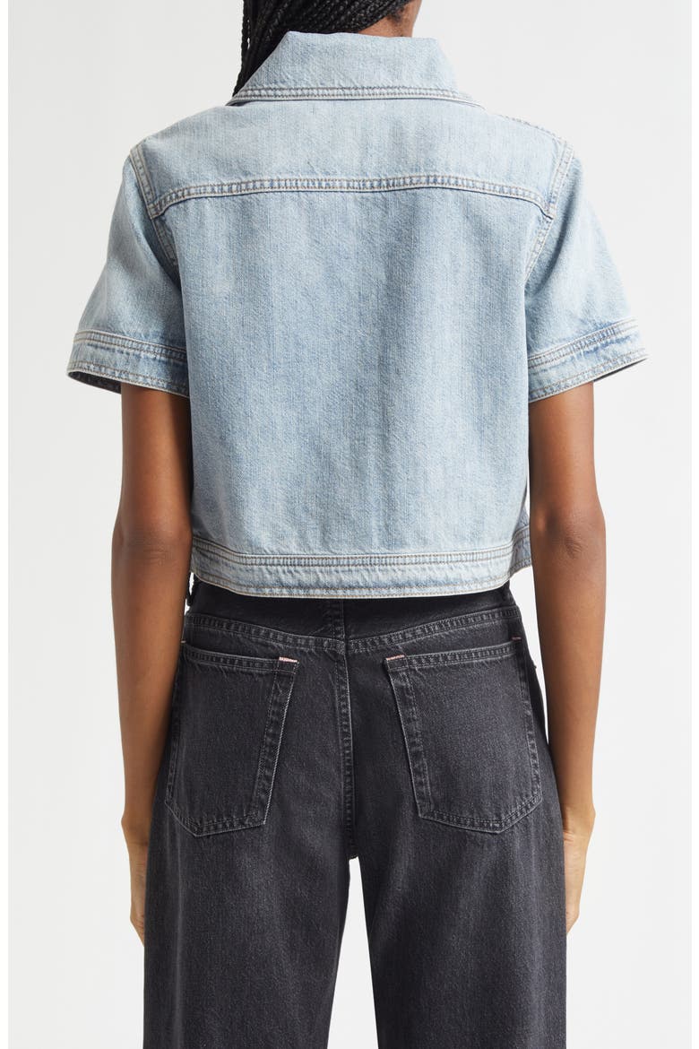 Tesha Crop Denim Button-Up Shirt, Alternate, color, ROCKSTAR BLUE