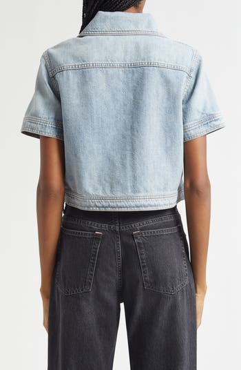 Tesha Crop Denim Button-Up Shirt