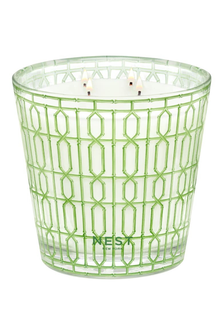 Bamboo Decorative 3-Wick Candle, Alternate, color, GREEN