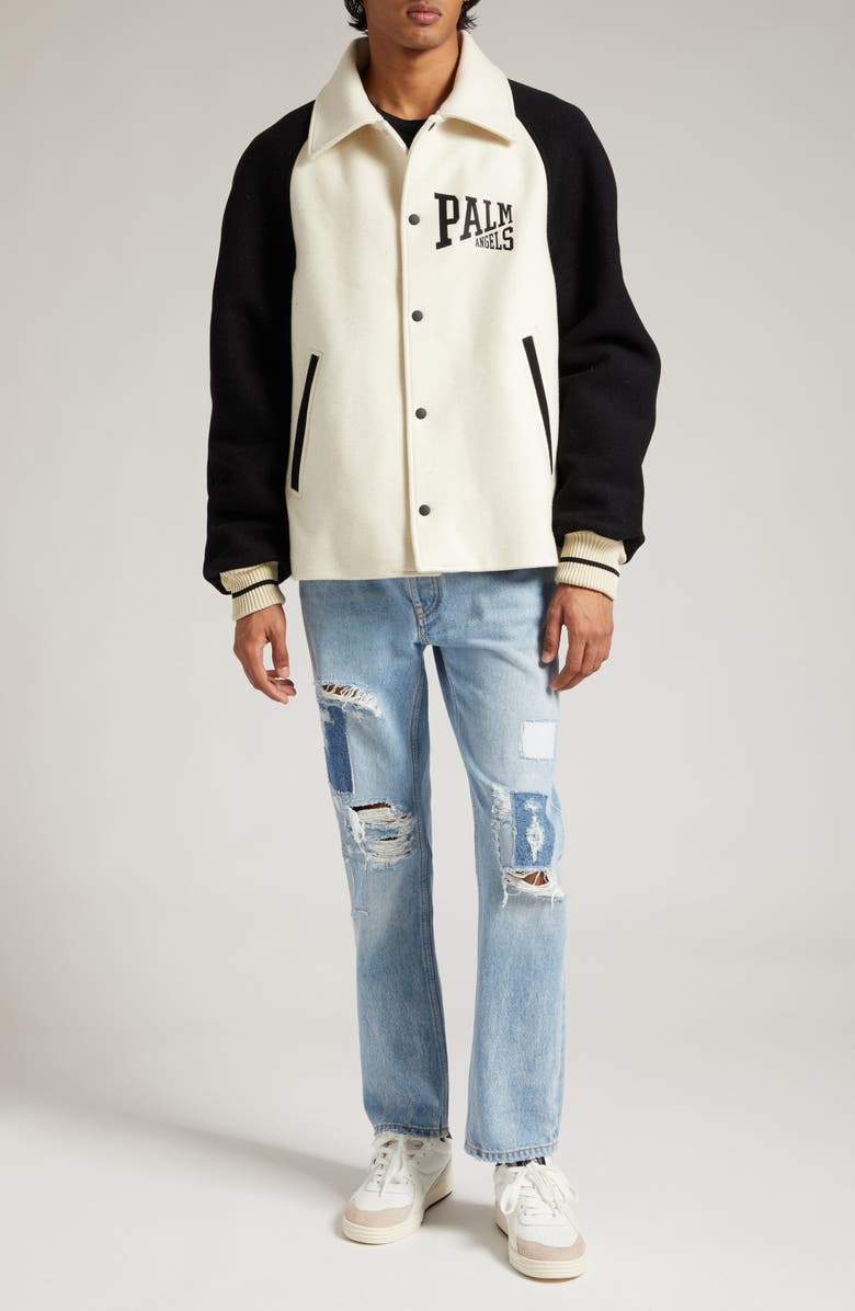 Palm Angels Destroyed Rip & Repair Jeans, Alternate, color, 