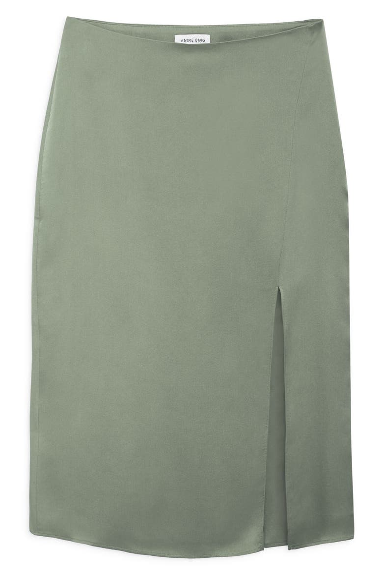 Jolin Silk Midi Skirt, Alternate, color, ARTICHOKE