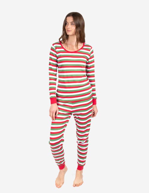 Leveret Cotton Striped Matching Family Holiday Pajamas In Red