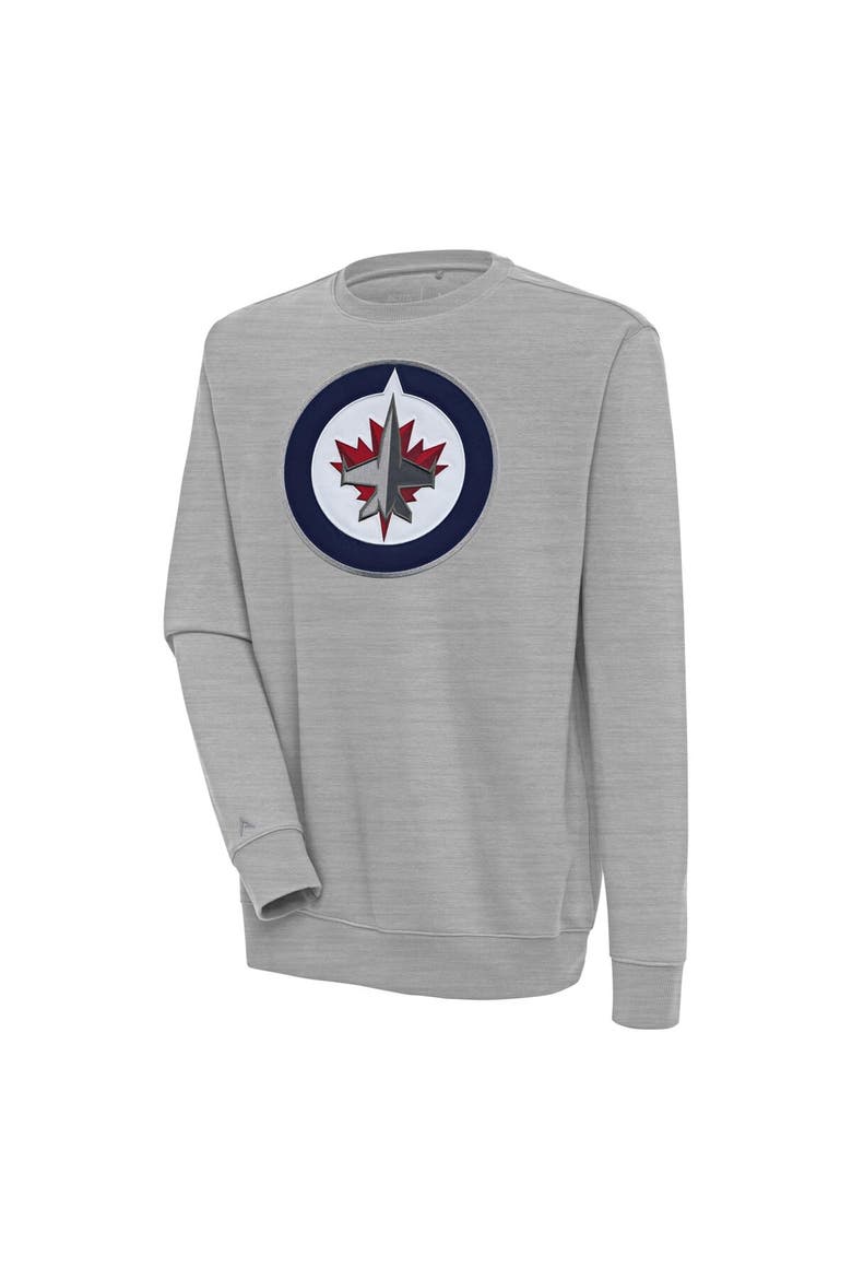 Men's Antigua  Heather Gray Winnipeg Jets Victory Pullover Sweatshirt, Alternate, color, Heather Gray