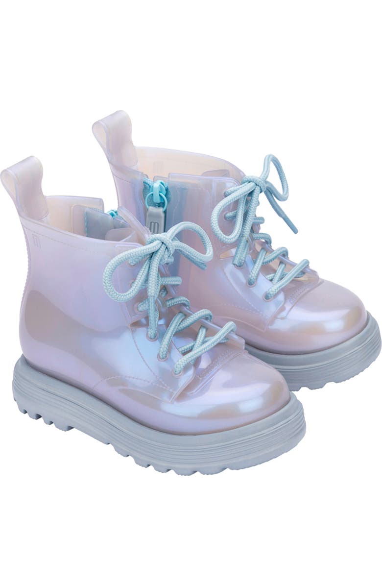 Mini Melissa Kids' Coturno Combat Boot, Main, color, Blue/ Pearly Blue