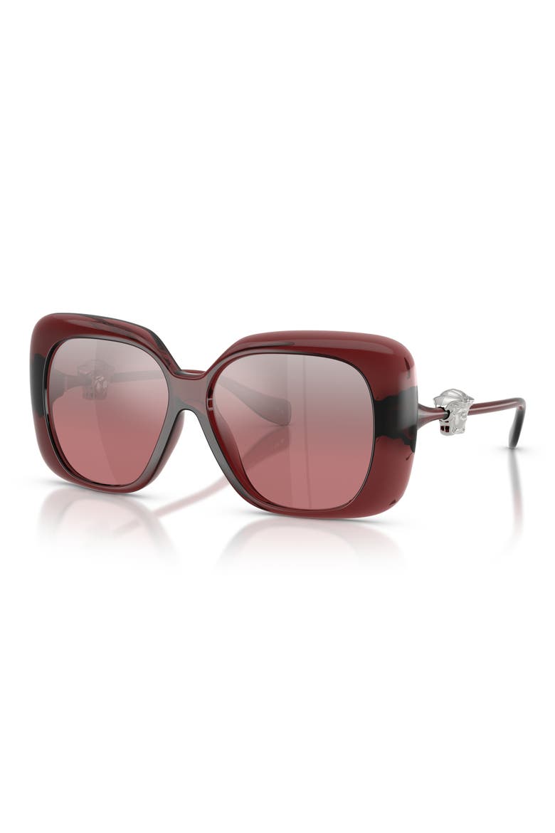 57mm Square Sunglasses, Alternate, color, RED / PINK MIRROR SILVER