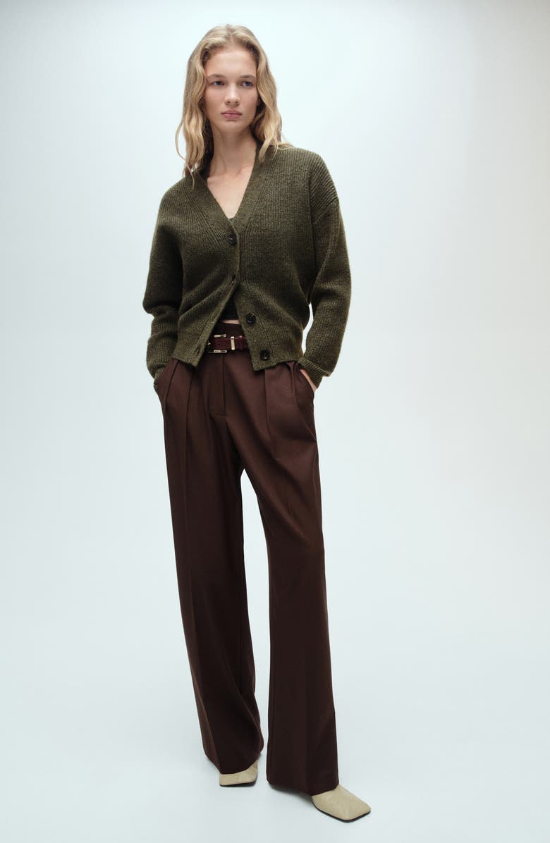 MANGO V-Neck Rib Cardigan, Alternate, color, 