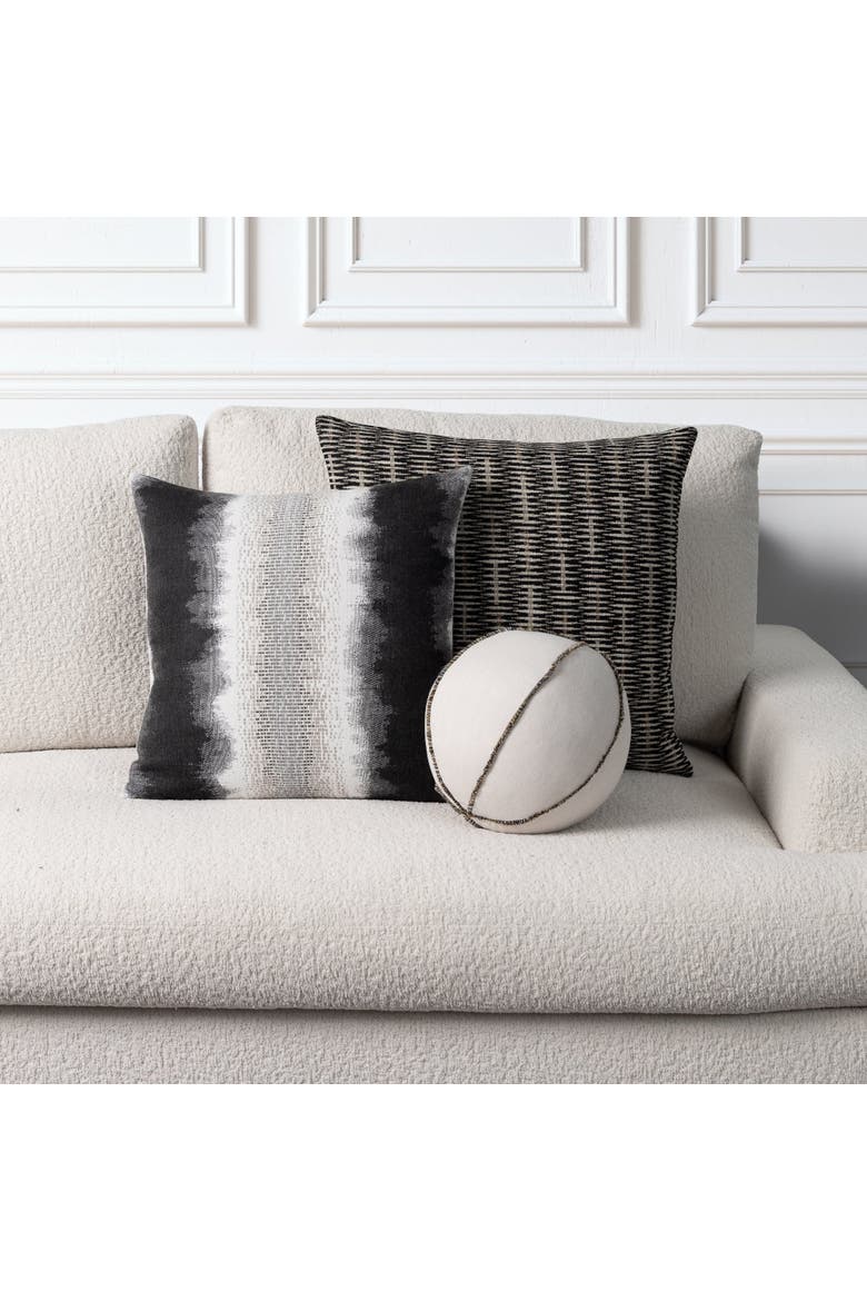 Micro Fringe Carbon Indoor & Outdoor Woven Accent Orb Pillow, Alternate, color, Grigio