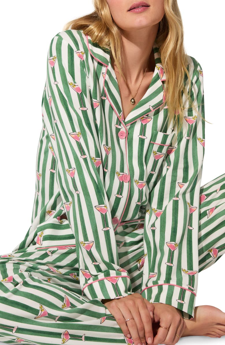 BedHead Pajamas Print Jersey Pajamas, Alternate, color, Martini Oclock