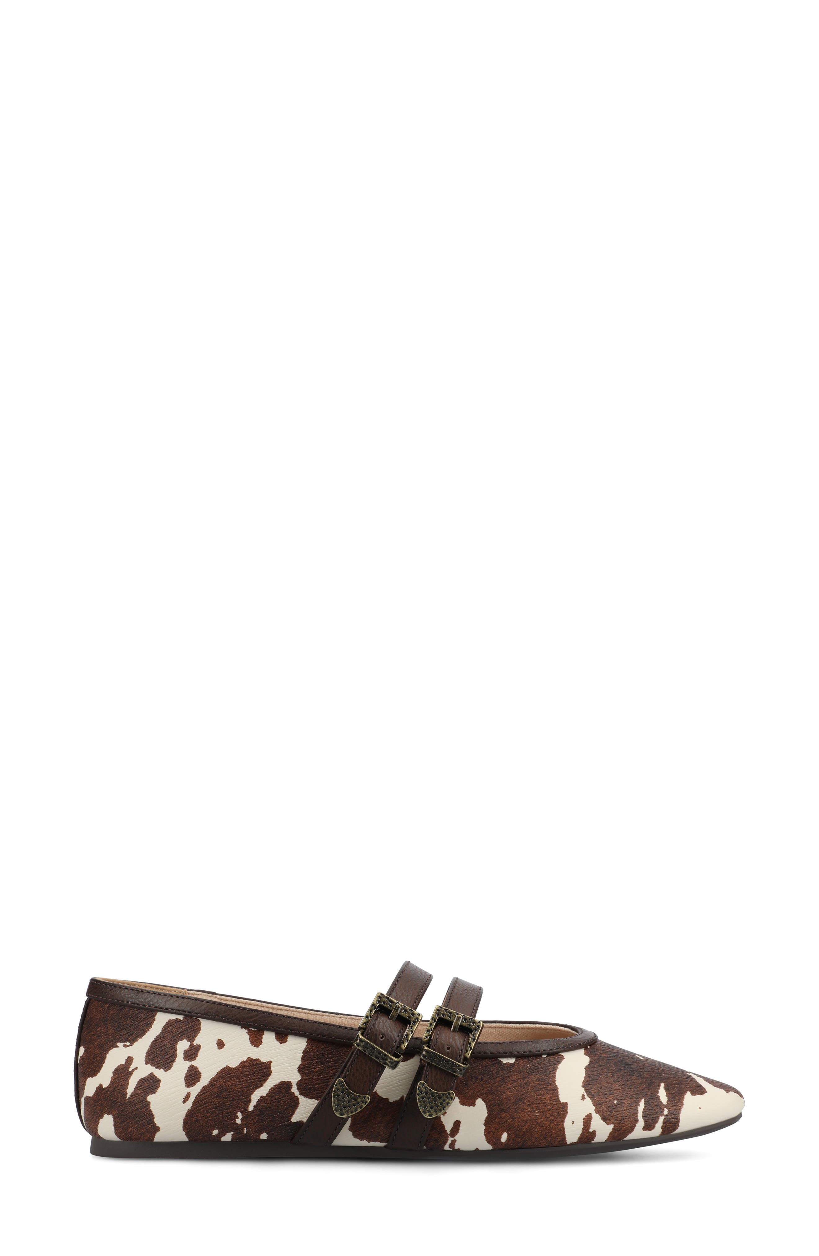 Florene Double Buckle Mary Jane Flat, Alternate, color, COW