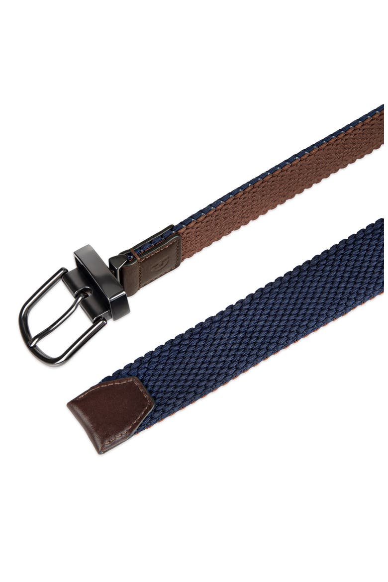 Reversible Stretch Web Belt, Alternate, color, BROWN/ NAVY