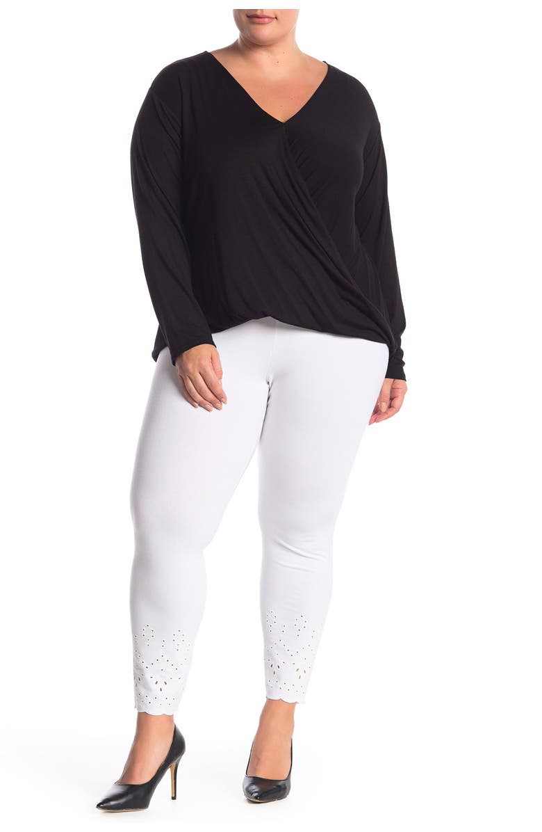Hue Eyelet Hem Knit Jeggings, Main, color, 