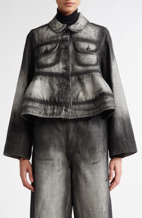 MELITTA BAUMEISTER Crop Denim Jacket in Black Shadow Paint 