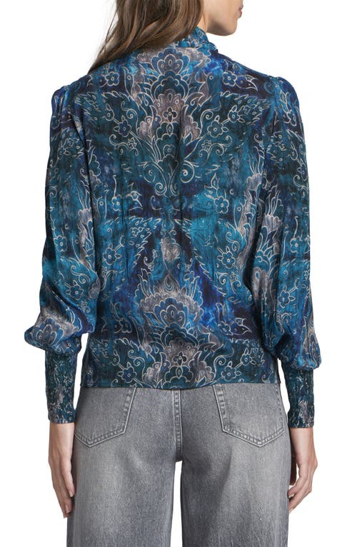 Apny Puff Shoulder Button Front Top In Multi