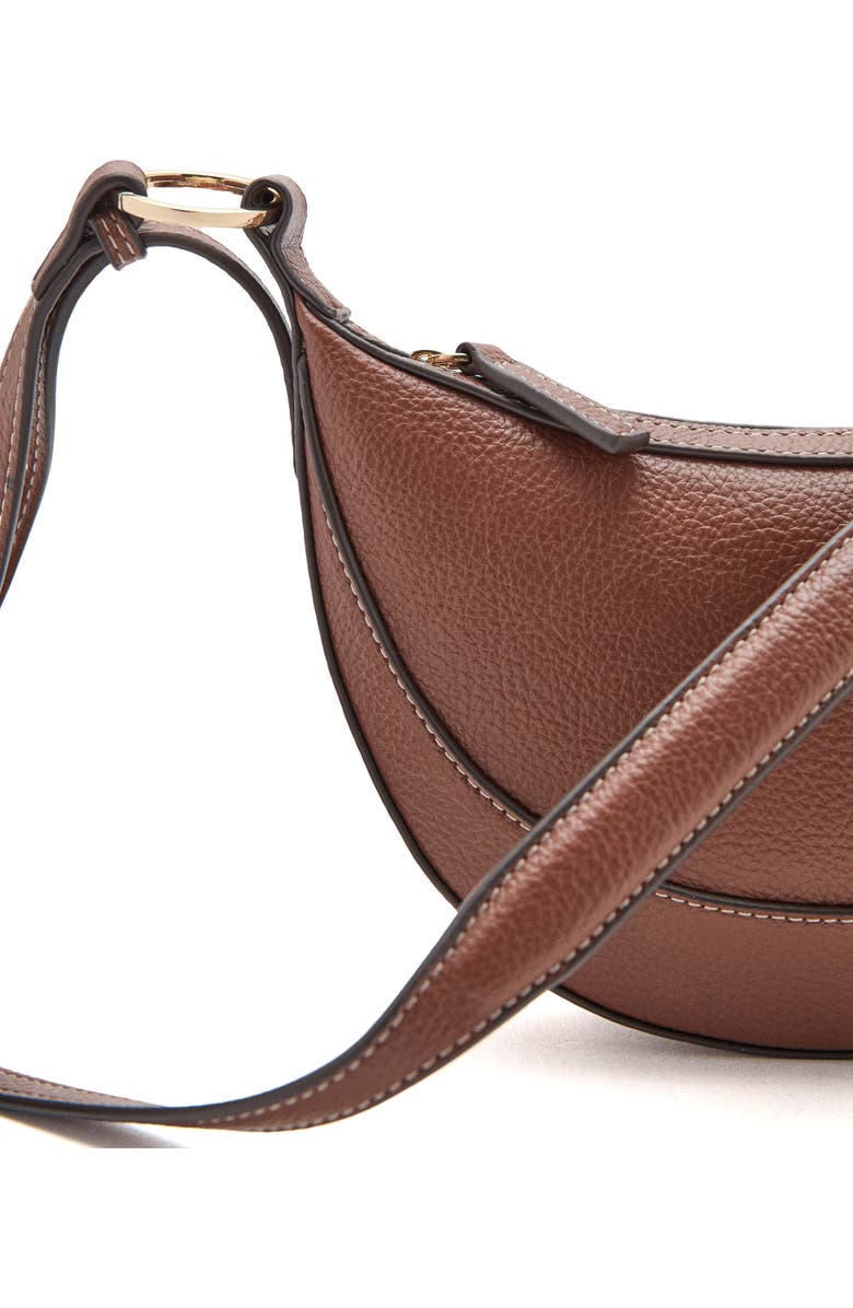 MANGO Oval Faux Leather Shoulder Bag, Alternate, color, Leather
