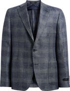 Vince Icon Relaxed Fit Navy Plaid Slub Linen & Wool Sport Coat