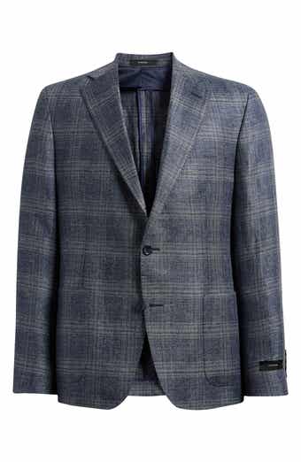 Icon Relaxed Fit Navy Plaid Slub Linen & Wool Sport Coat