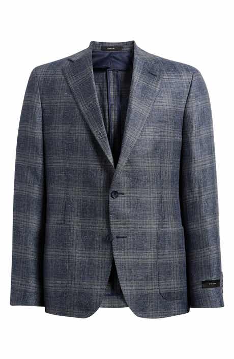 Icon Relaxed Fit Navy Plaid Slub Linen & Wool Sport Coat