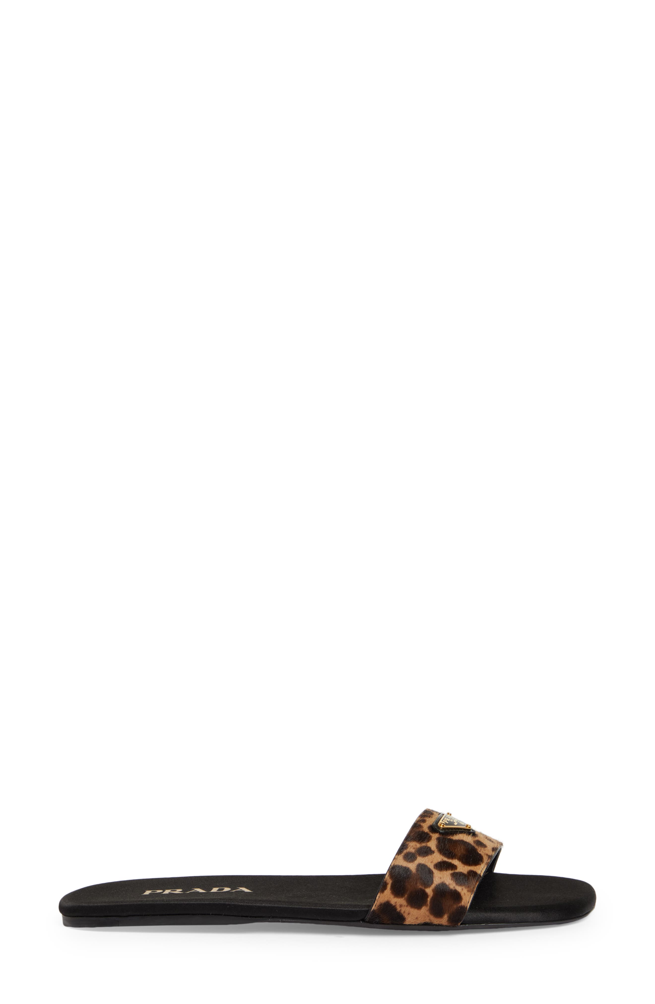 Prada Animal Print Genuine Calf Hair Slide Sandal, Alternate, color, 