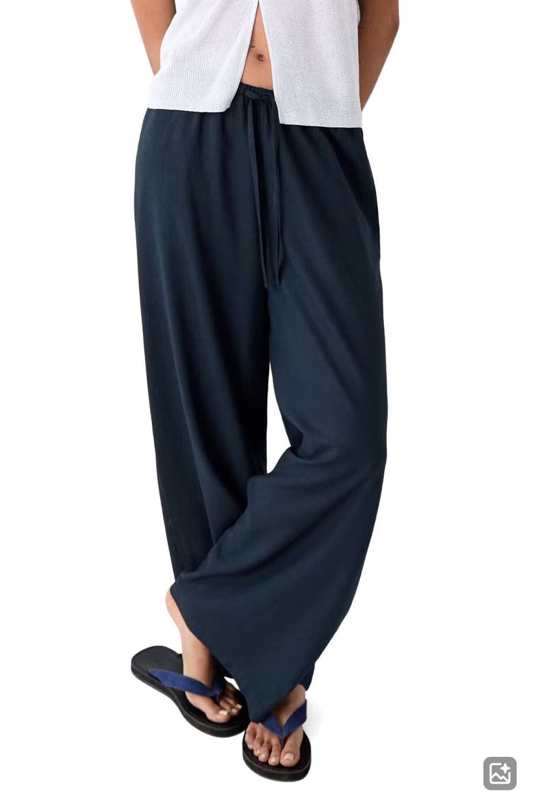 Kids' Flowy Straight Leg Linen Blend Pants, Main, color, NAVY