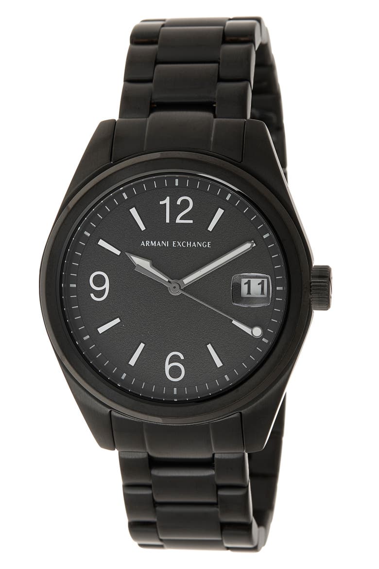 Three Hand Bracelet Watch, 42mm, Main, color, BLACK