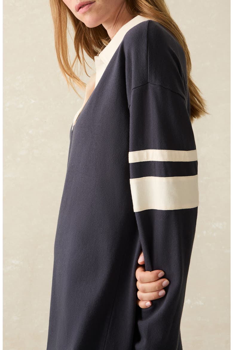 Long Sleeve Organic Cotton Polo Dress, Alternate, color, SEA STORM