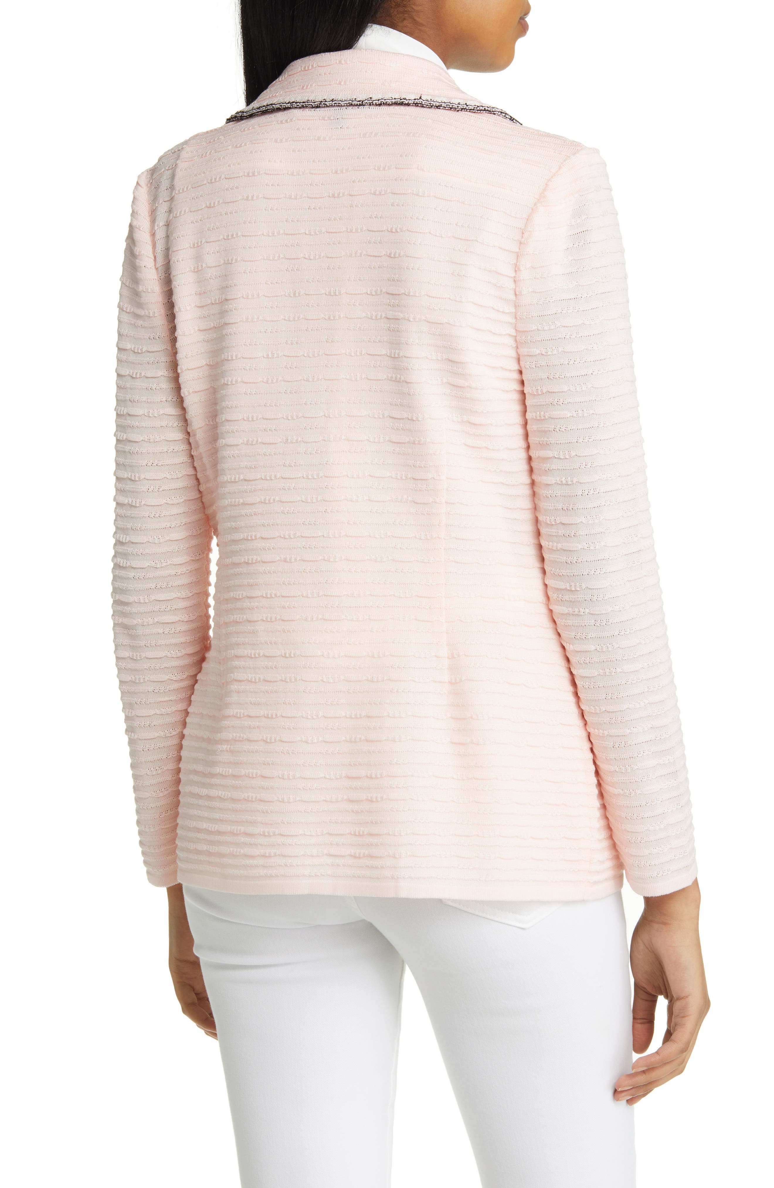 Contrast Trim Textured Knit Blazer - image 2
