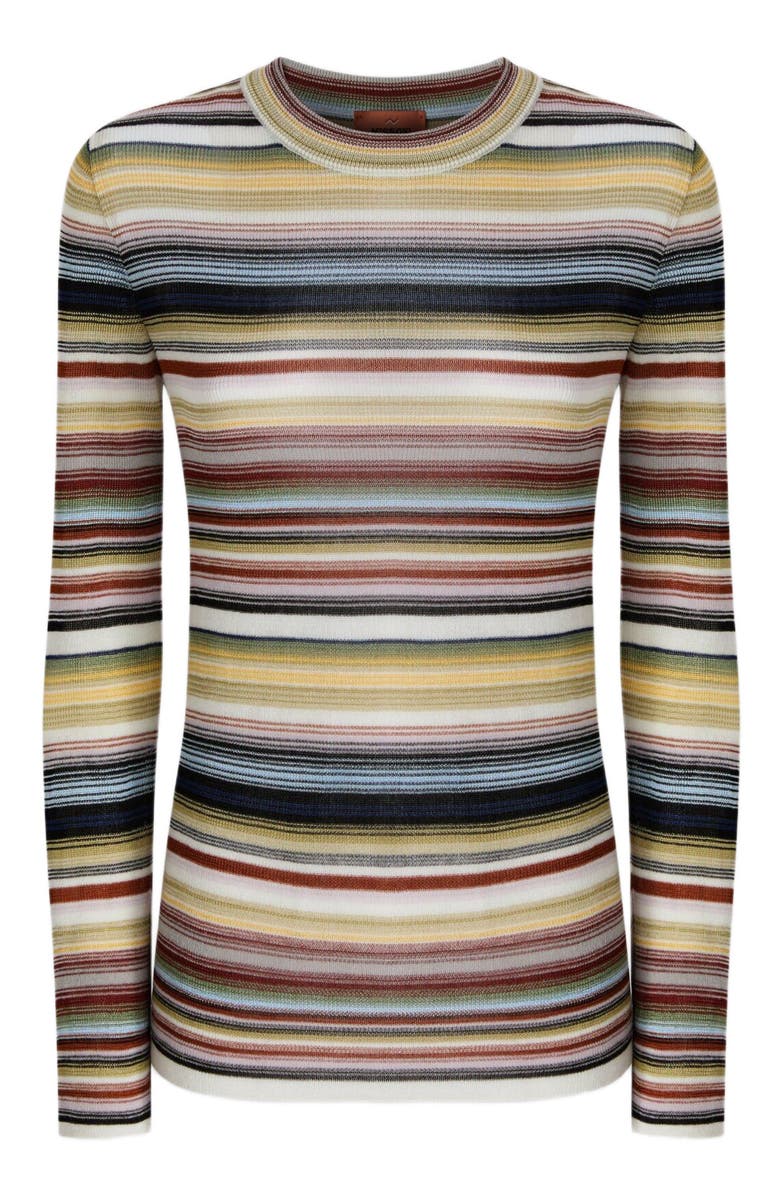 Missoni Striped Crew Neck Sweater, Alternate, color, Yellow & Brown