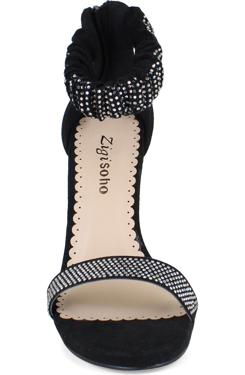 ZIGISOHO Ankle Strap Stiletto Sandal, Alternate, color, Black Suedette