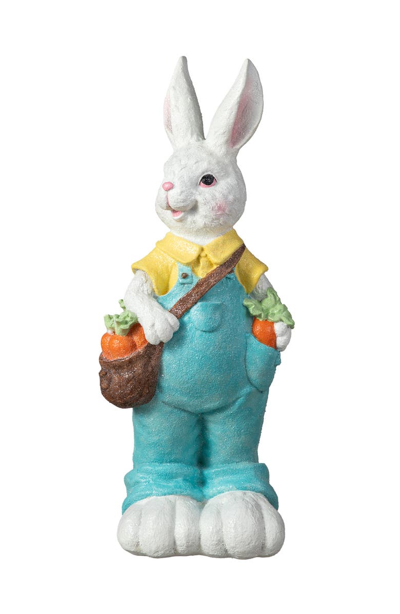 Glitzhome 17"H Easter Resin Bunny Girl or Boy Table Decor, Alternate, color, Blue