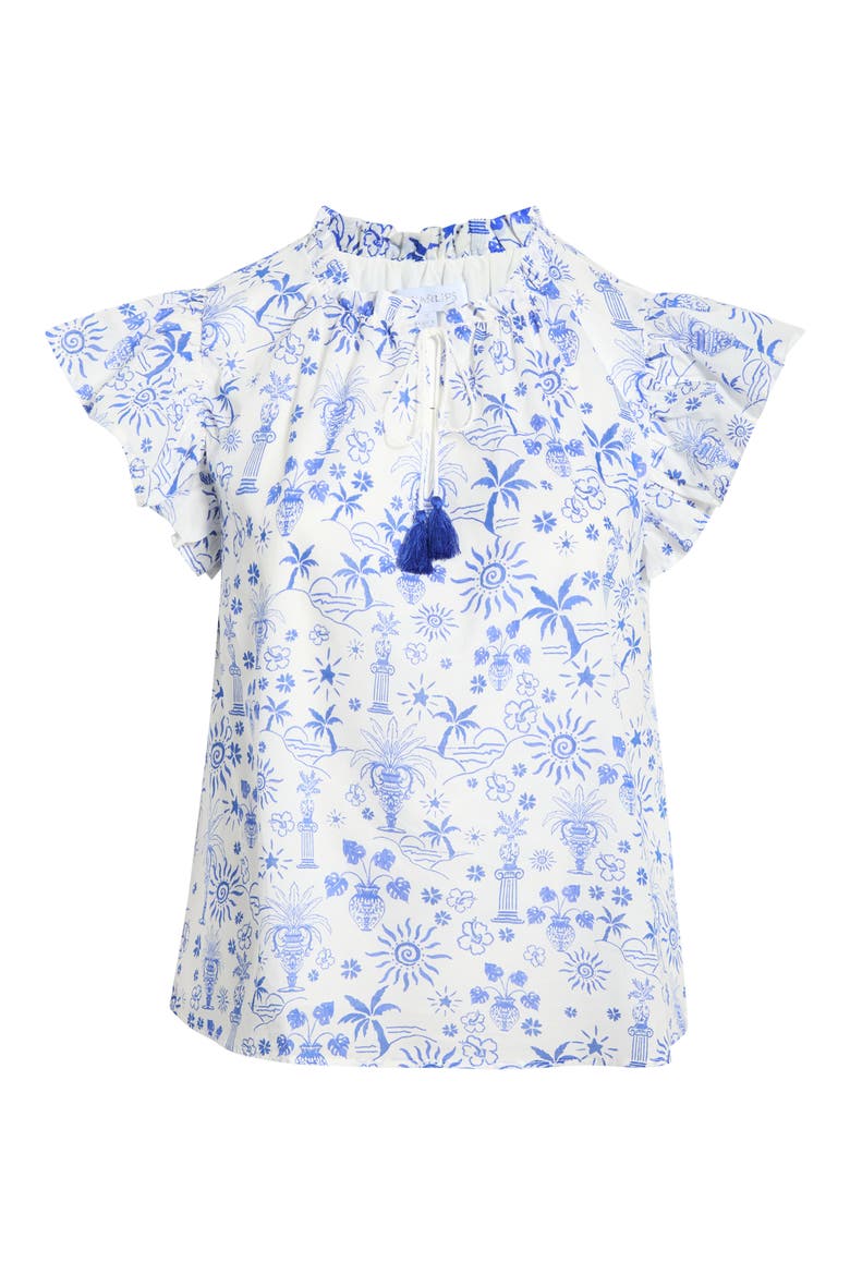 Azul Tropics Deniza Split Neck Top, Alternate, color, BLUES WHITE