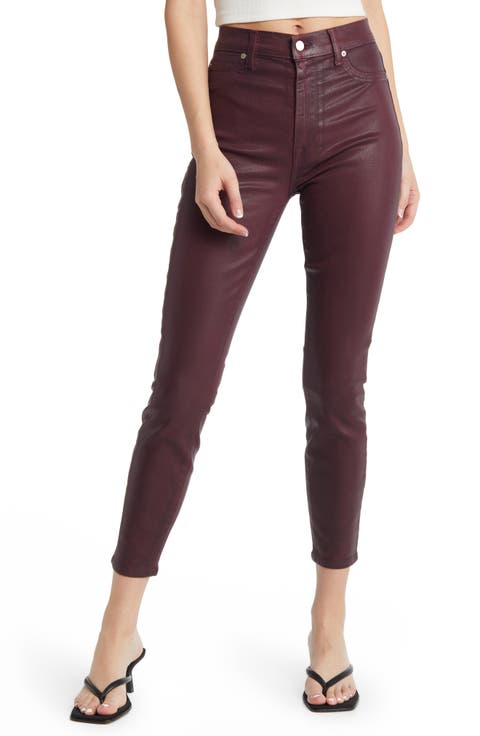 Coated High Waist Ankle Skinny Jeans