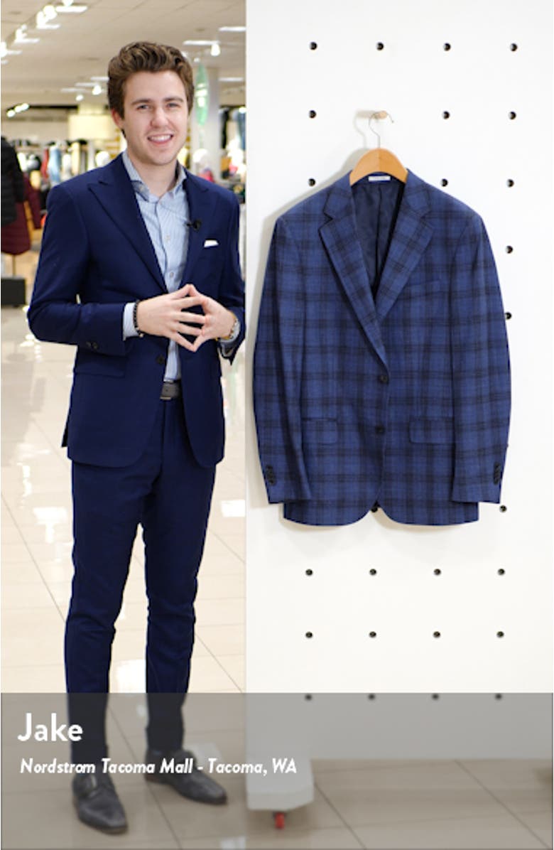 Classic Fit Plaid Stretch Wool Blend Sport Coat, sales video thumbnail