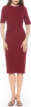 Alexia Admor Harper Short Sleeve Midi Sheath Dress