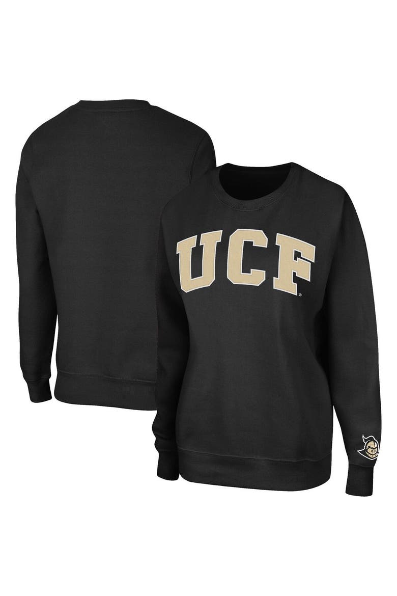 Women's Colosseum Black UCF Knights Campanile Logo Pullover Sweatshirt, Main, color, Black
