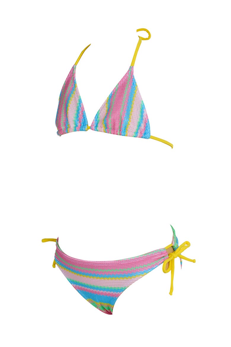 Rainbow Striped Triangle with Side-Tie Details Two-Piece Bikini, Main, color, Multicolor