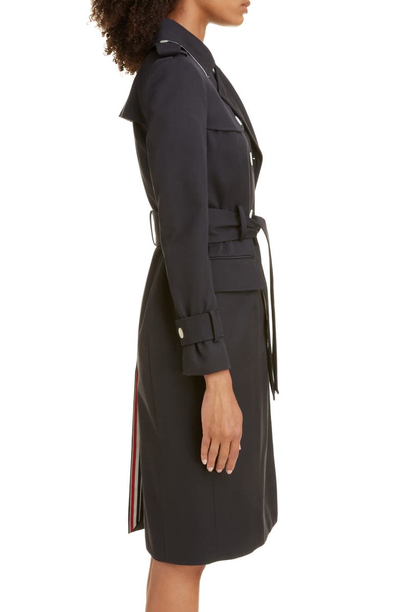 Thom Browne Stripe Sleeve Waterproof Trench Coat, Alternate, color,
