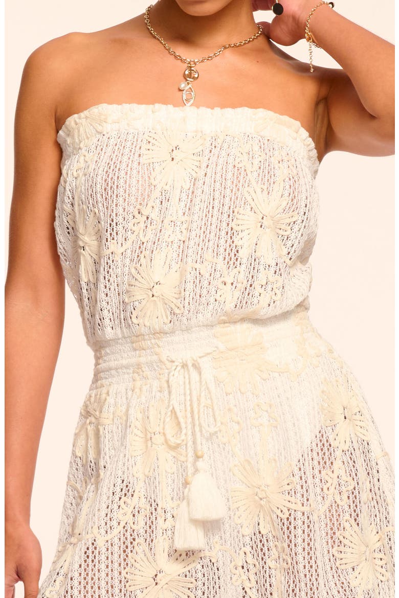 Lauryn Floral Print Strapless Cover-Up Dress, Alternate, color, WHITE EMBROIDERED